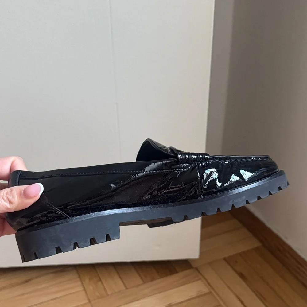PAIGE Black Leather Women’s Ellis Loafers
